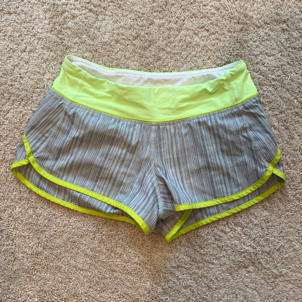 LuLulemon grey and neon shorts size 4